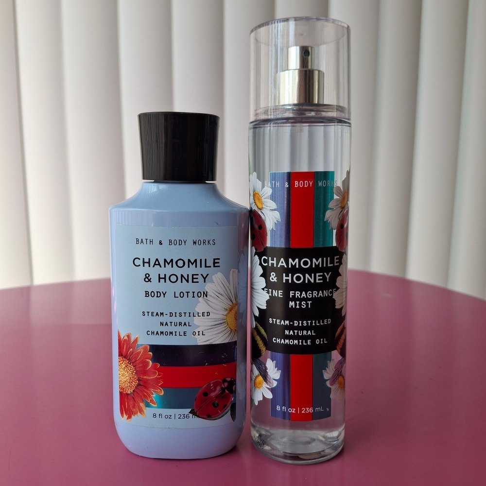 Bath & Body Works CHAMOMILE & HONEY Fragrance Mist & Body Lotion 8oz Set